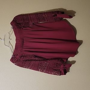 Women's XS burgundy off-shoulder formal blouse